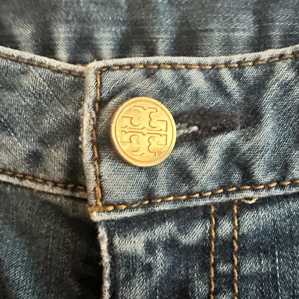Tory Burch Blue Denim Distressed Jeans